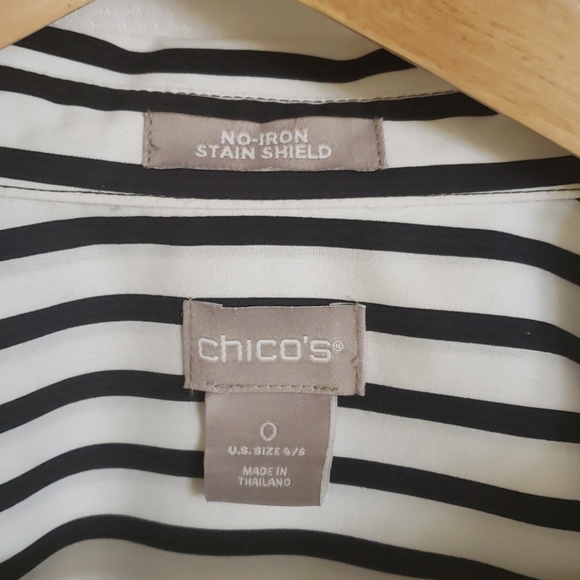 Chico's 3/4 sleeve striped button down blouse NWOT - Picture 4 of 6